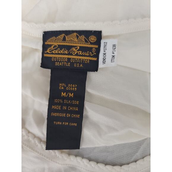 Vintage Eddie Bauer Top Womens SZ M Ivory Silk Pointelle Long Sleeve Base Layer - Picture 8 of 8